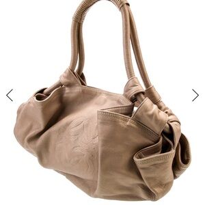 Loewe Taupe Knotted-Handle Leather Satchel